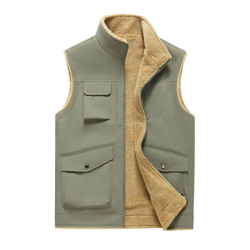 EB | Mit fleecegefütterter Herren Bodywarmer mit mehreren Taschen im Outdoor-Stil