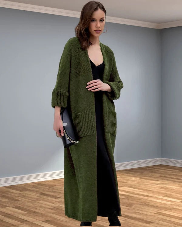 EB | Strickmantel Oversized Fit V-Ausschnitt Lange Ärmel mit Taschen