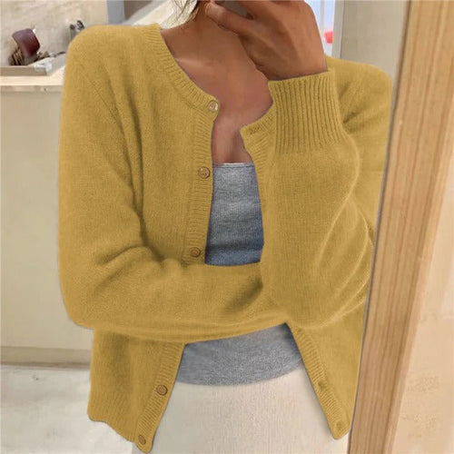 EB | Strickjacke Wollmischung Lockere Passform Dekorative Knöpfe Gerippte Bündchen