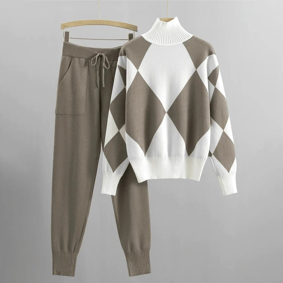 EB | Karierter Rollkragenpullover Satz für Damen