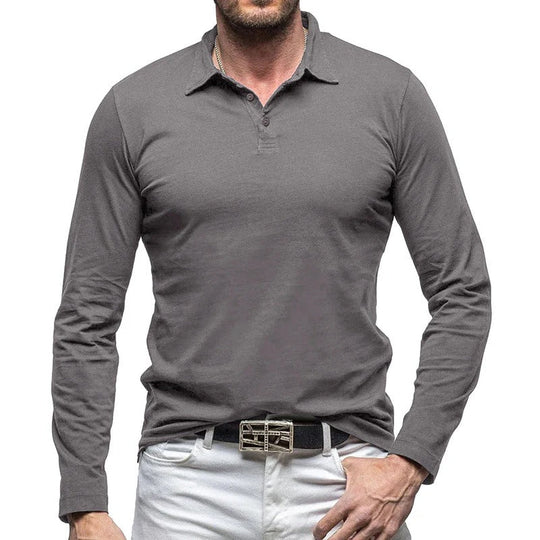 EB | Piqué Shirt Slim Fit Langarm Knopfverschluss Baumwolle Smart Lässig