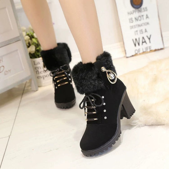 Damenstiefel mit Kristallen und Blockabsatz EB EB