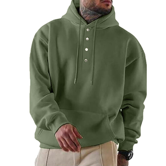 EB | Kapuzenpullover Lockerer Schnitt Fleece Knopfleiste Alltagsgebrauch