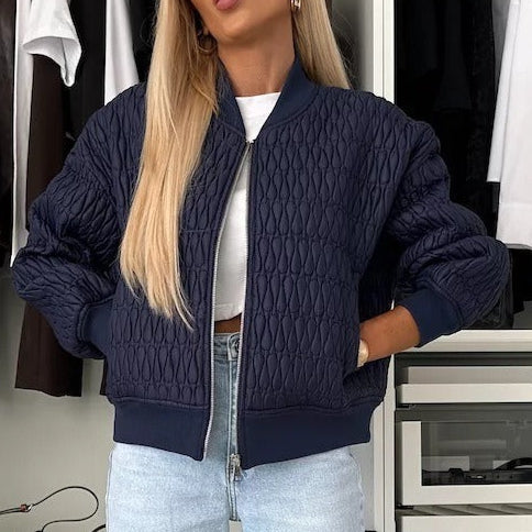 EB | Gepolsterte Jacke - Kurz geschnittenes Modell - Rippeneinsätze - Reißverschluss - Casual Look