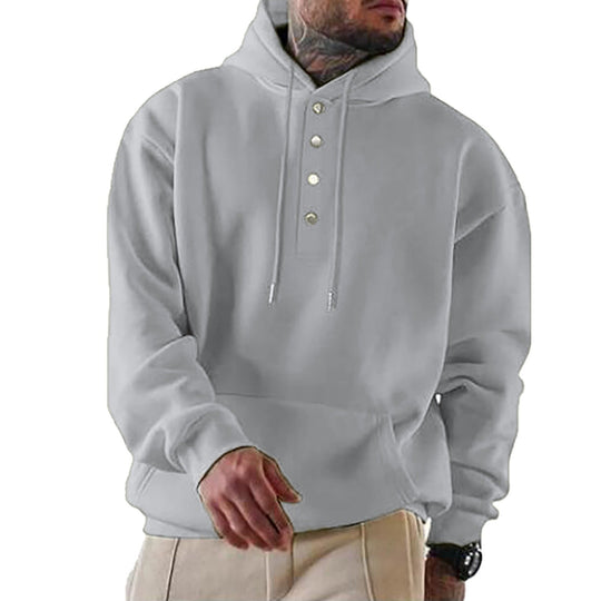 EB | Kapuzenpullover Lockerer Schnitt Fleece Knopfleiste Alltagsgebrauch