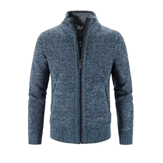 EB | Zip Cardigan Slim Fit Wollstrick Rippkante Kontrastdetail