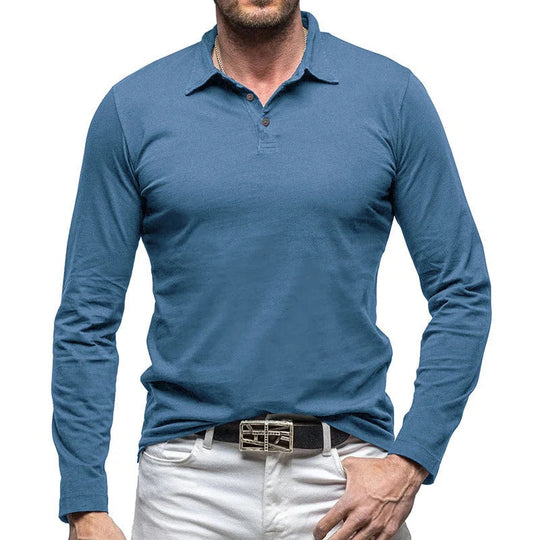 EB | Piqué Shirt Slim Fit Langarm Knopfverschluss Baumwolle Smart Lässig