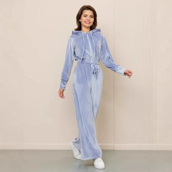 EB | Loungewear Set Fleece Lässiger Schnitt Kapuzenpullover mit Kordelzug Weite Hose