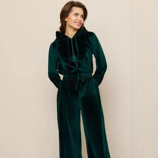 EB | Loungewear Set Fleece Lässiger Schnitt Kapuzenpullover mit Kordelzug Weite Hose