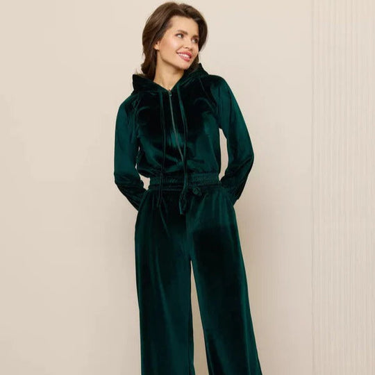 EB | Loungewear Set Fleece Lässiger Schnitt Kapuzenpullover mit Kordelzug Weite Hose