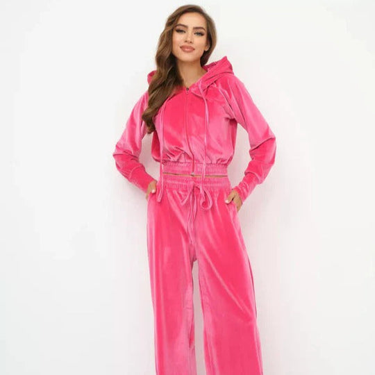 EB | Loungewear Set Fleece Lässiger Schnitt Kapuzenpullover mit Kordelzug Weite Hose