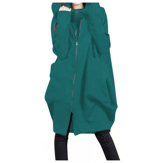 EB | Mantel Mittelänge Übergrößenpassform Kapuze Reißverschluss Große Taschen