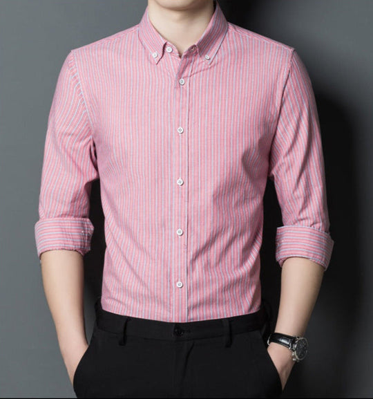 EB | Slim Fit Baumwolle Langarm Gestreift Formal und Lässig