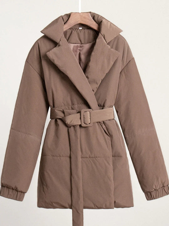 EB | Gürteltaschen Pufferjacke Wickel Front Stepp Wintermantel