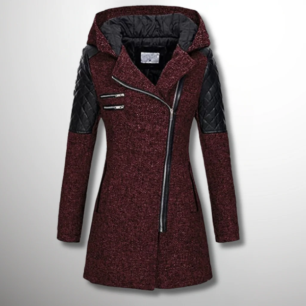 EB | Jacke – Taillierte Passform – Tweed-Körper – Gesteppten Ärmel – Asymmetrischer Reißverschluss – mit Kapuze