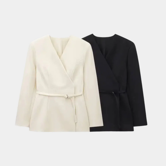 EB | Wickel Blazer Jacke Langarm Taillierte Passform mit Gürtel