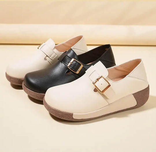 Damen-Lederschuhe mit dicker Sohle EB EB