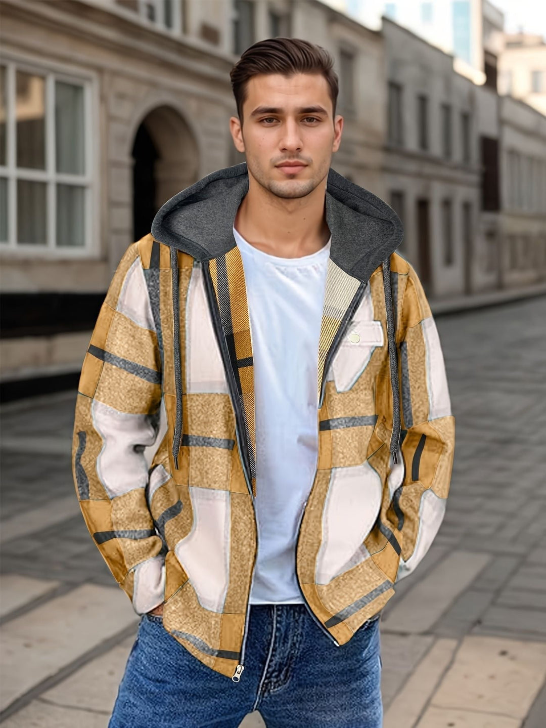EB | Karierter Herrenjacke mit Kapuze