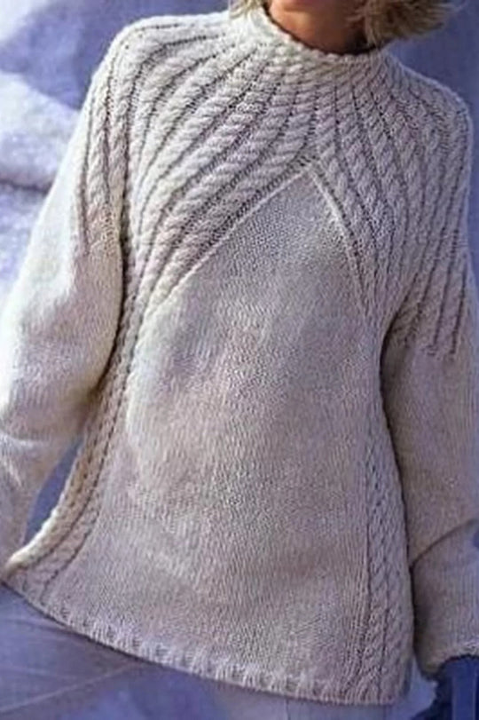 Damen Wolle Rippstrickpullover mit Hoher Kragen & Lässiger Stil | EB