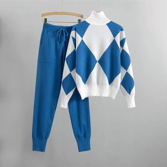 EB | Karierter Rollkragenpullover Satz für Damen