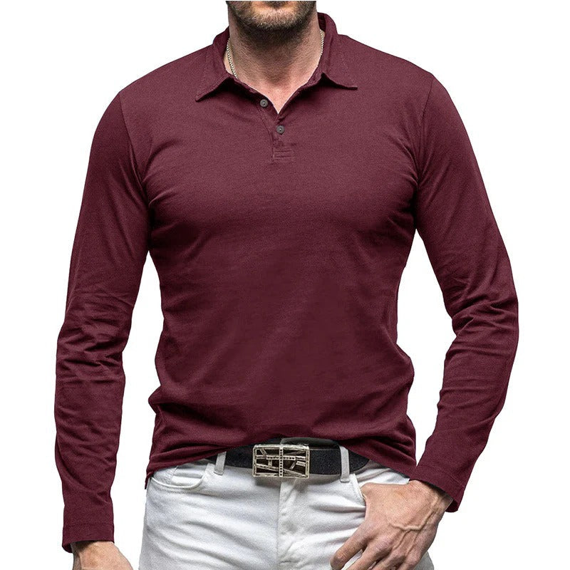EB | Piqué Shirt Slim Fit Langarm Knopfverschluss Baumwolle Smart Lässig