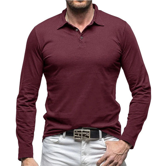 EB | Piqué Shirt Slim Fit Langarm Knopfverschluss Baumwolle Smart Lässig