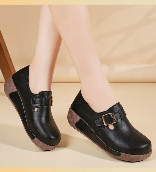Damen-Lederschuhe mit dicker Sohle EB EB