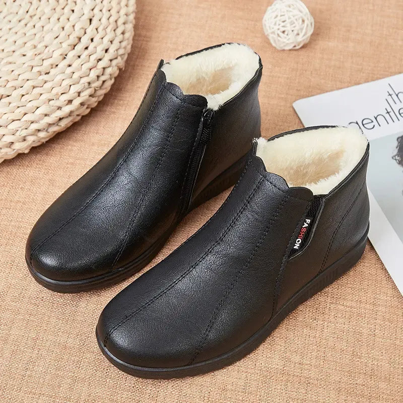 Modische Winterstiefel aus Leder mit Weicher Sohle EB EB