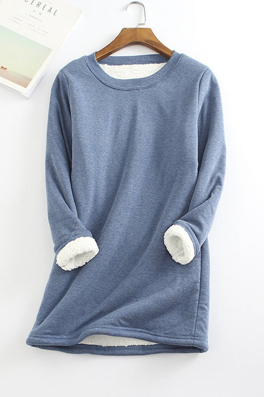 EB | Tunika Sweatshirt Lockere Passform Langarm Weicher Fleece Futter Komfort
