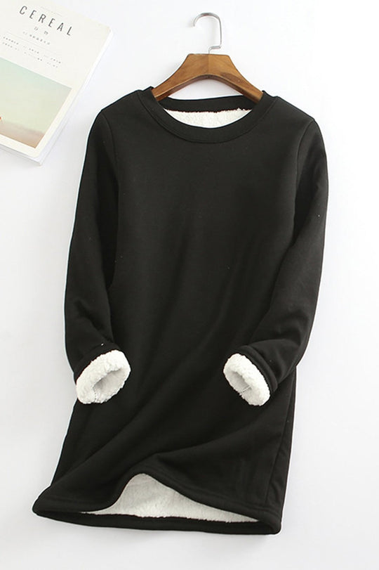 EB | Tunika Sweatshirt Lockere Passform Langarm Weicher Fleece Futter Komfort