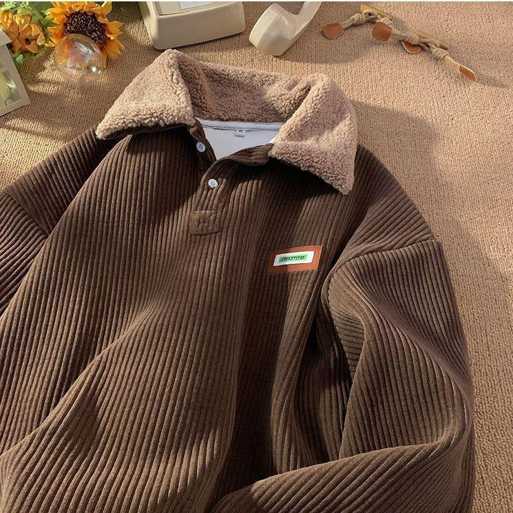 EB | Corduroy-Fleece-Kragenpullover