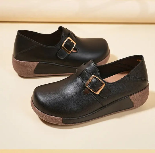 Damen-Lederschuhe mit dicker Sohle EB EB