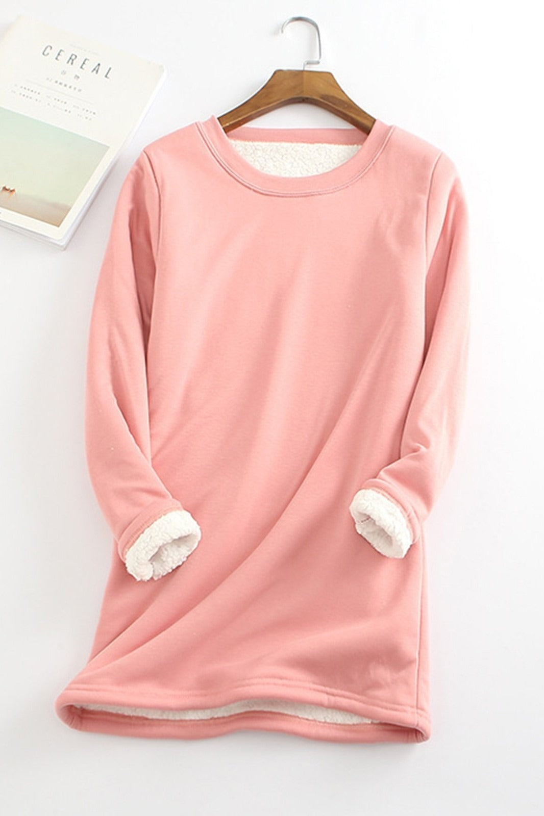 EB | Tunika Sweatshirt Lockere Passform Langarm Weicher Fleece Futter Komfort