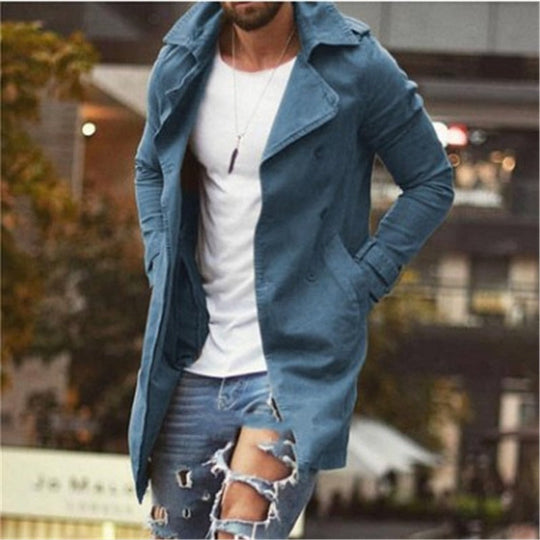 EB | Mantel Mittellang Slim Fit Baumwollmischung Doppelt Knopf Mit Revers
