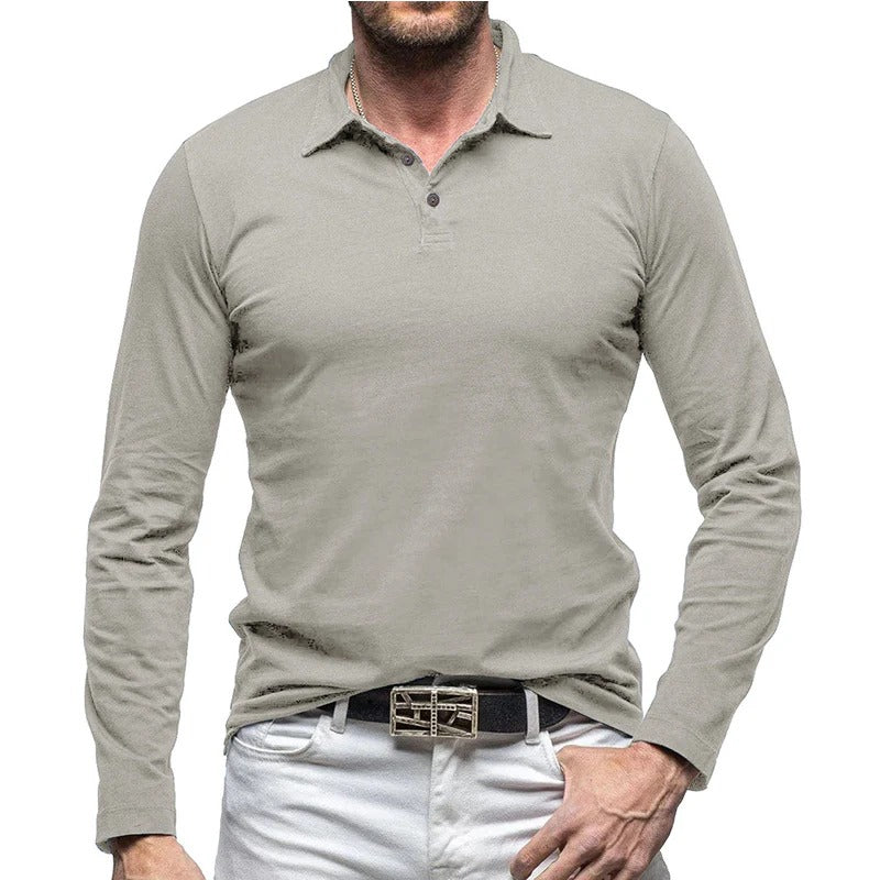 EB | Piqué Shirt Slim Fit Langarm Knopfverschluss Baumwolle Smart Lässig
