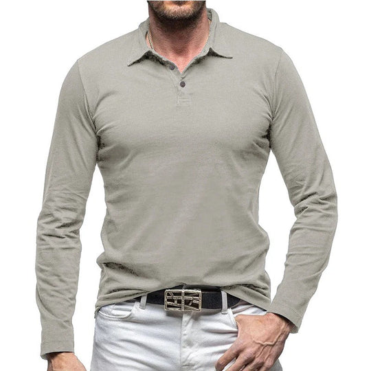 EB | Piqué Shirt Slim Fit Langarm Knopfverschluss Baumwolle Smart Lässig