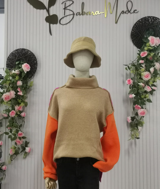 EB | Eindrucksvolles Color Block Strickpullover