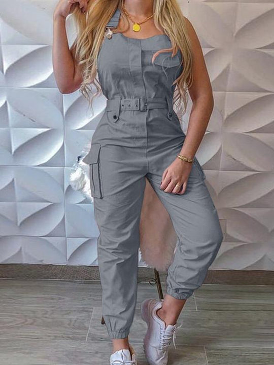 EB | Damen Jumpsuits Werkzeuggürtel Ärmellos Träger Einfach Rückhaltung Fuß Jumpsuit