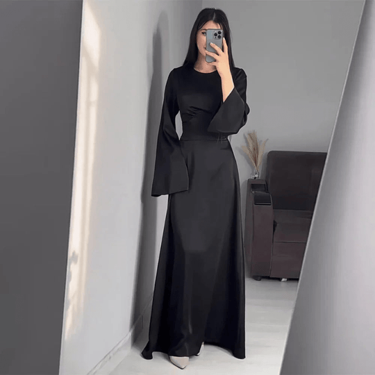 EB | Lange Satin Damenkleid Elegantes Design & Bequem