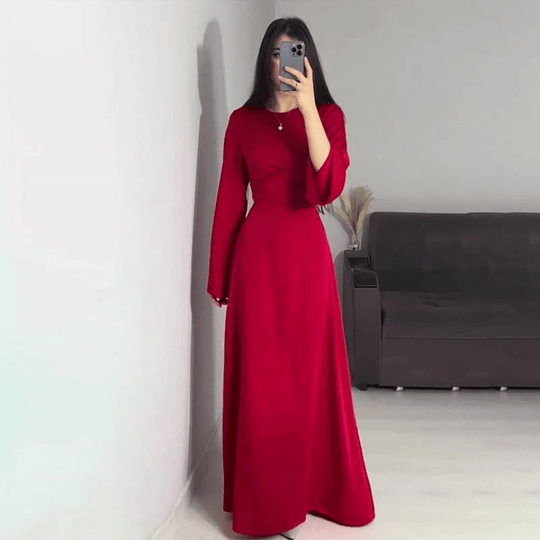 EB | Lange Satin Damenkleid Elegantes Design & Bequem
