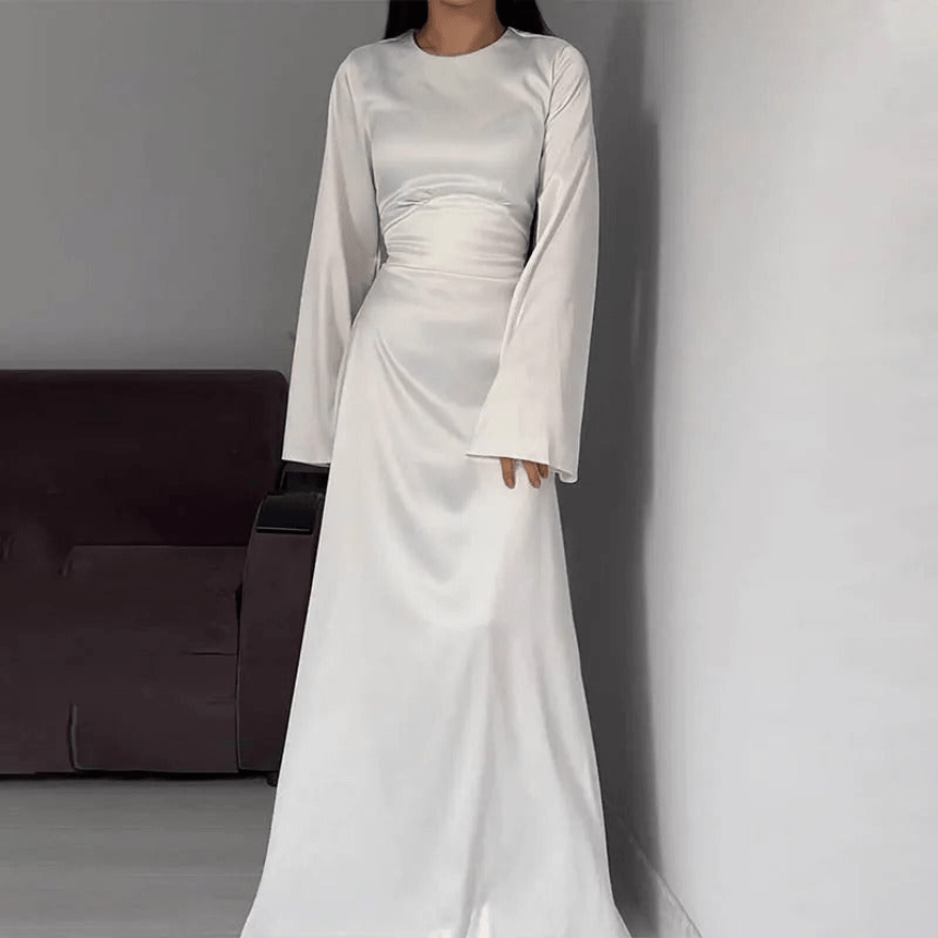 EB | Lange Satin Damenkleid Elegantes Design & Bequem