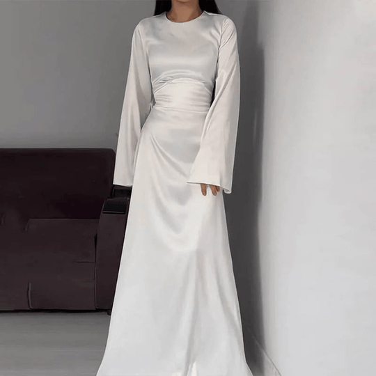 EB | Lange Satin Damenkleid Elegantes Design & Bequem