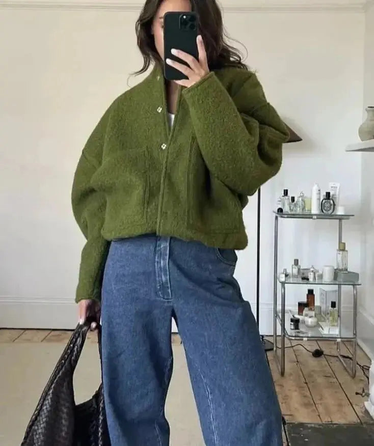 EB | Übergröße Schnitt Minimalistische Teddyjacke