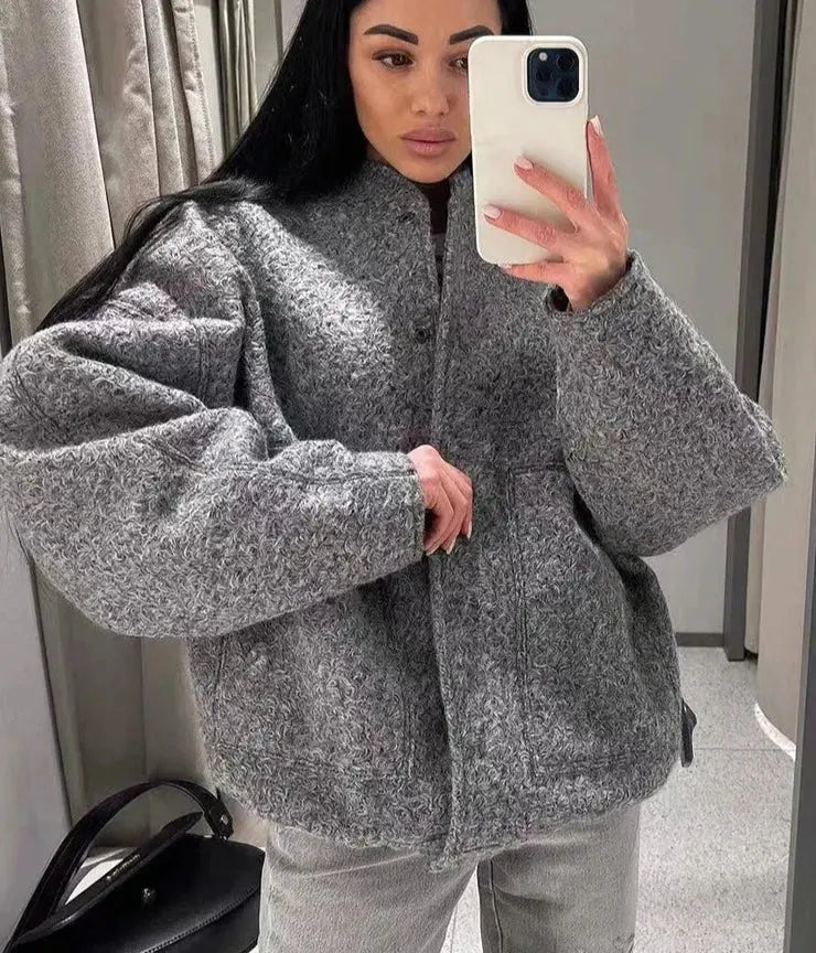 EB | Übergröße Schnitt Minimalistische Teddyjacke