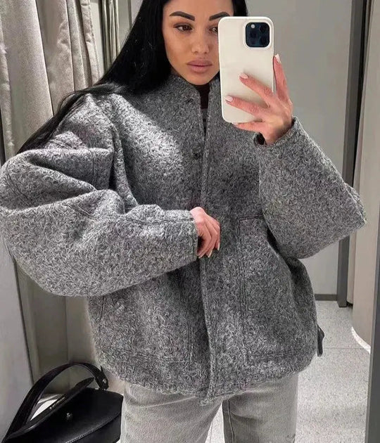 EB | Übergröße Schnitt Minimalistische Teddyjacke