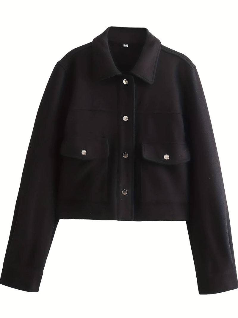 EB | Kurze Wolljacke mit Knöpfen Weich und Stilvoll Lässiger Look