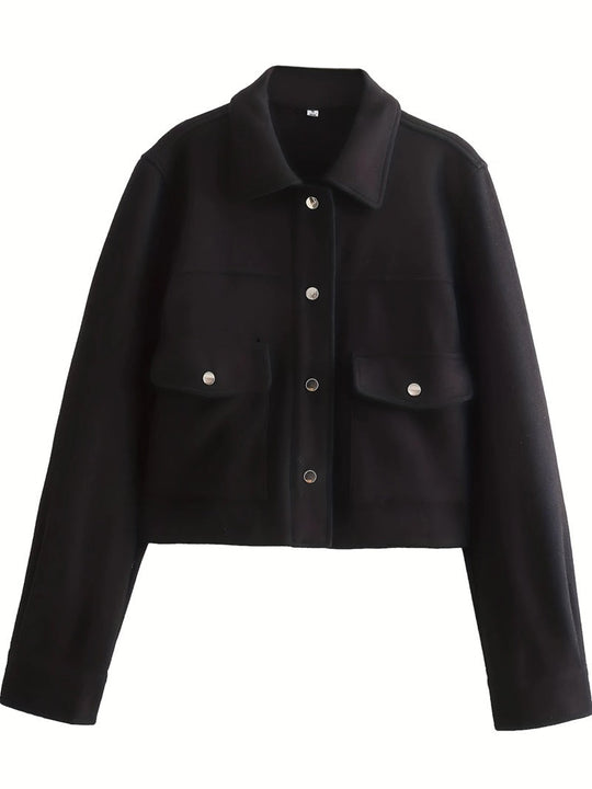 EB | Kurze Wolljacke mit Knöpfen Weich und Stilvoll Lässiger Look