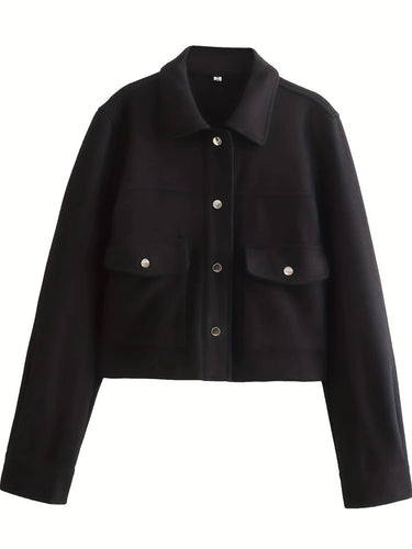 EB | Kurze Wolljacke mit Knöpfen Weich und Stilvoll Lässiger Look