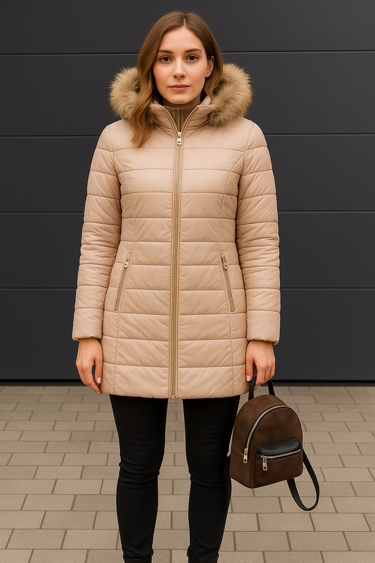 EB | Damen Warme Daunenjacke mit Pelzkragen für Frauen