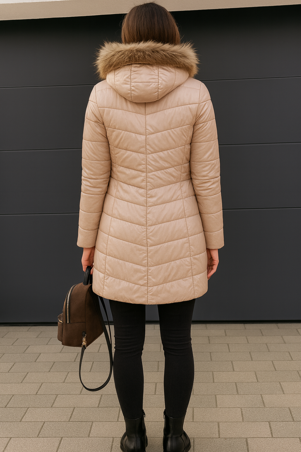 EB | Damen Warme Daunenjacke mit Pelzkragen für Frauen